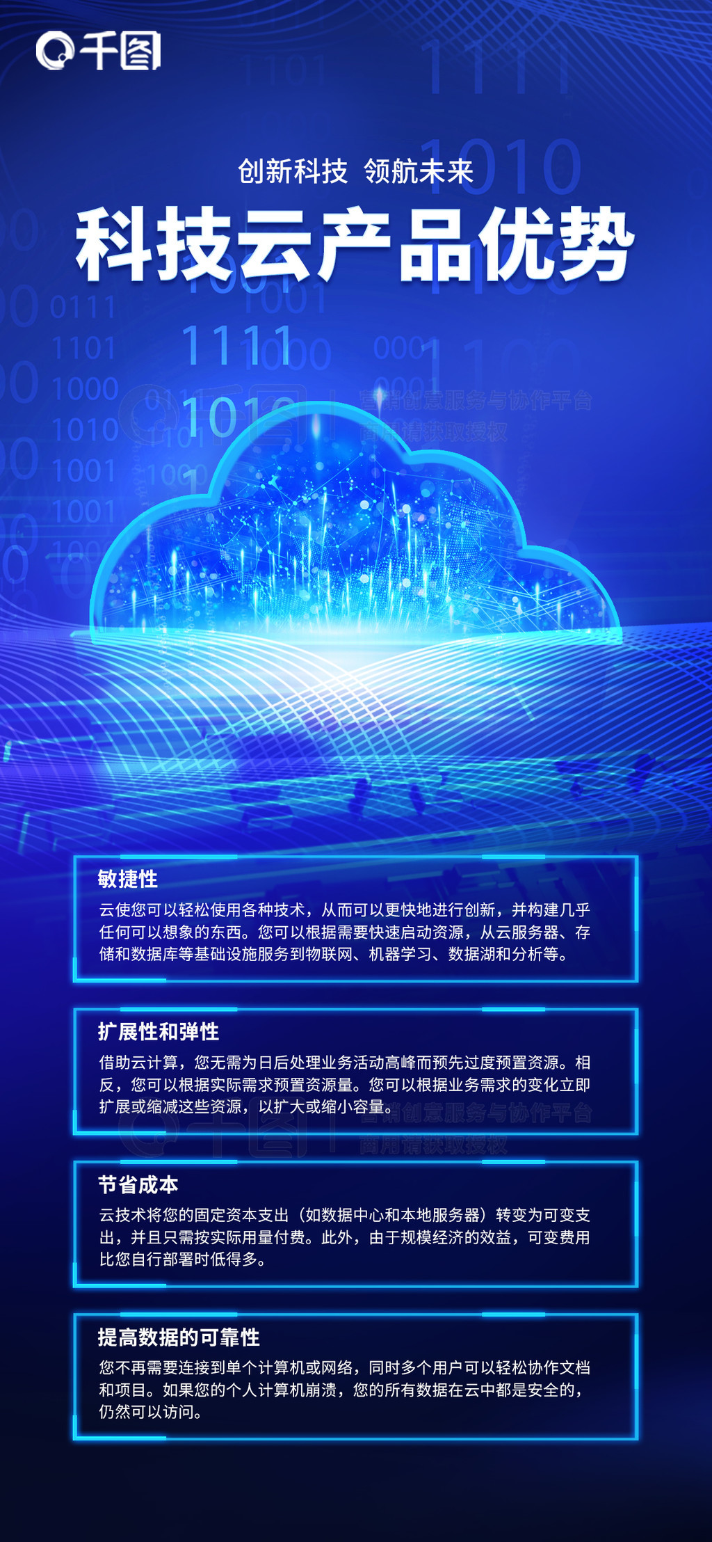 蓝色科技风云计算产品介绍海报